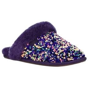UGG Scuffettee II Stellar Sequin Slipper Purple Fur w/ Ombre Sequin Women Size 9